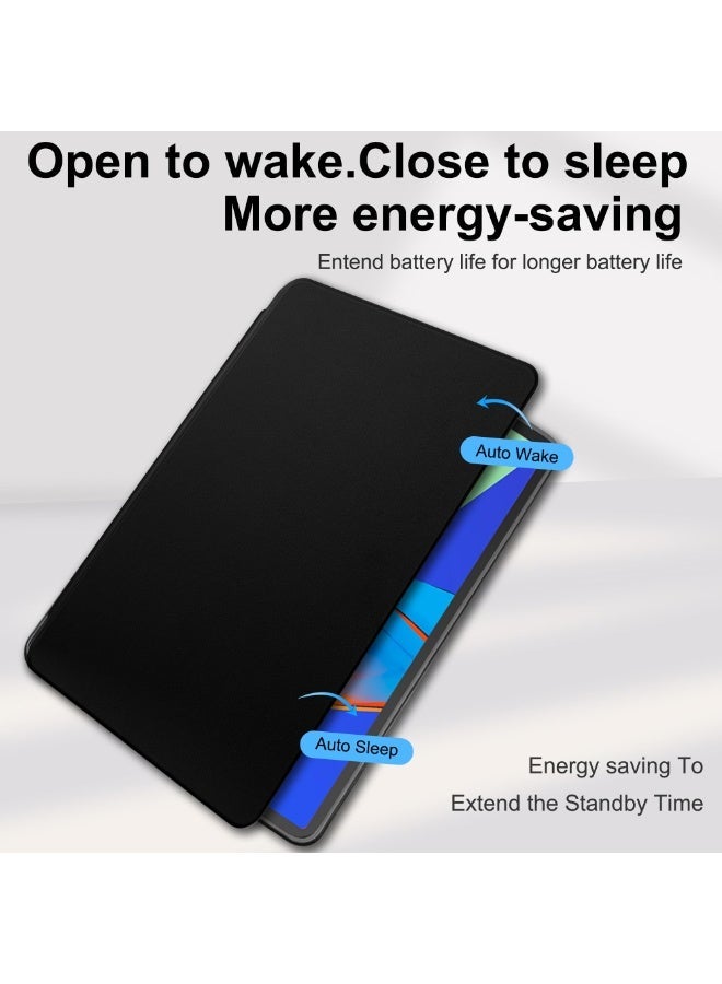 for iPad Air 13 inch (2024 6th M2 / 2025 7th M3) / ipad Pro 12.9 inch (22/21/20/18) Case Cover,Tablet Protective Case, Acrylic 360 ° Rotating Design, Automatic Wake-up/sleep, Soft Leather, Black - Image 3